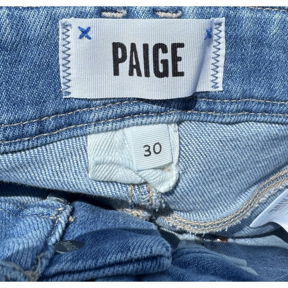 PAIGE Anessa High Rise Patch Pocket Wide Leg Jeans Bebop Raw Hem Crop Size 30 - Picture 9 of 10